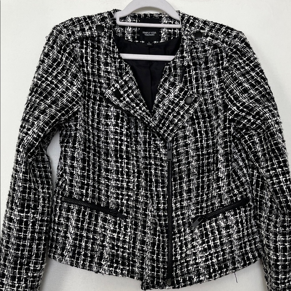 Simply Vera Vera Wang Black and White Tweed Blazer